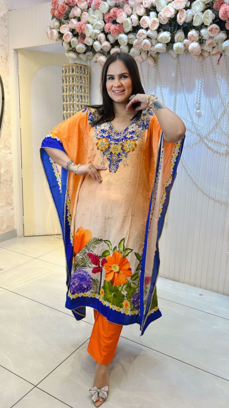 Floral Kaftan With Heavy Work PC815