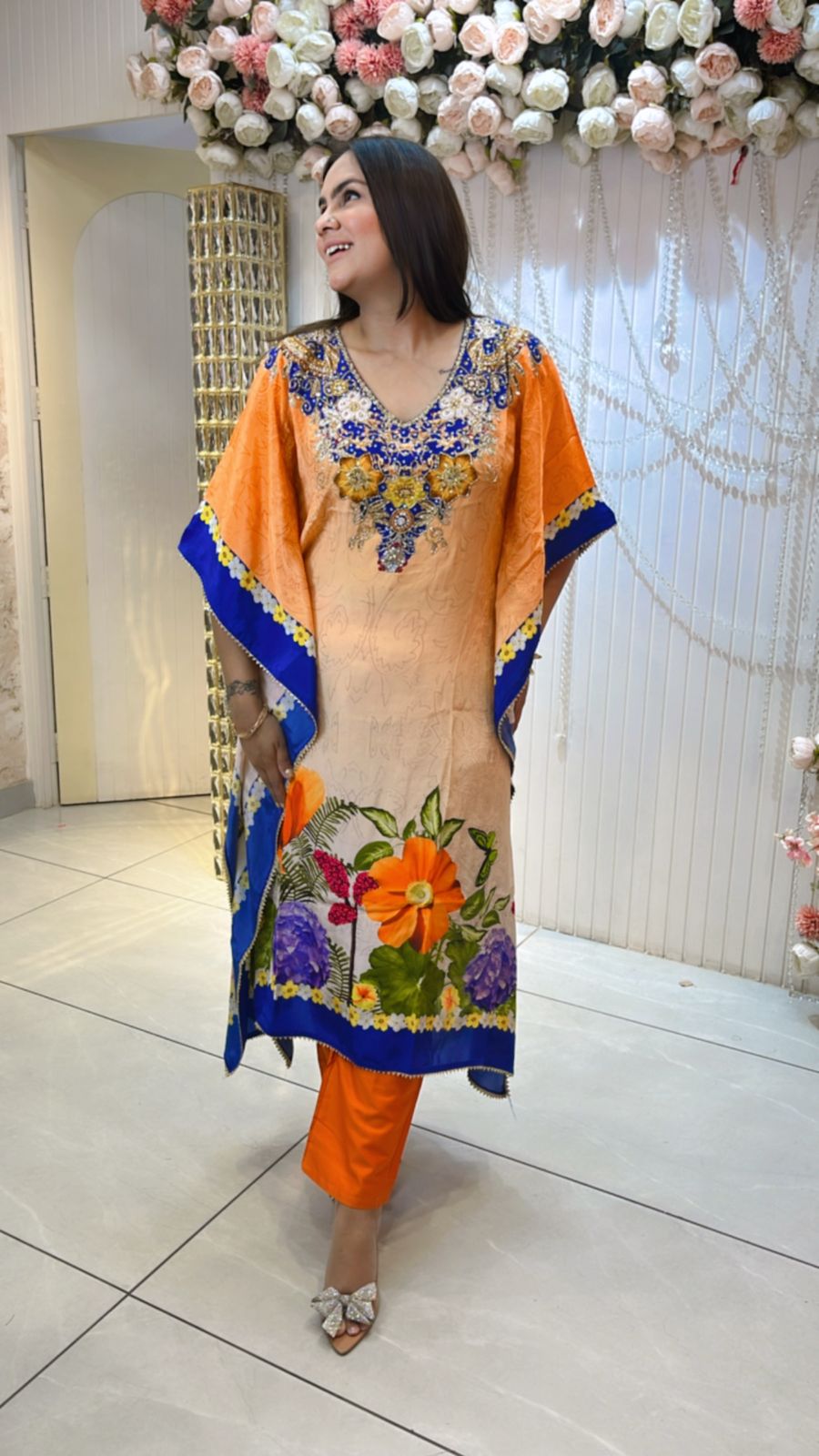 Floral Kaftan With Heavy Work PC815