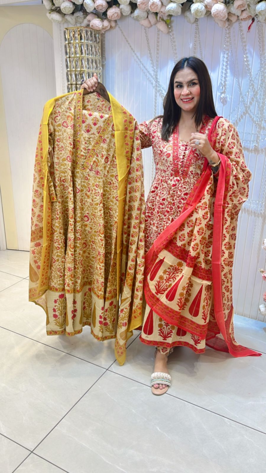 Floral Print Cotton Suit for Summers PC952