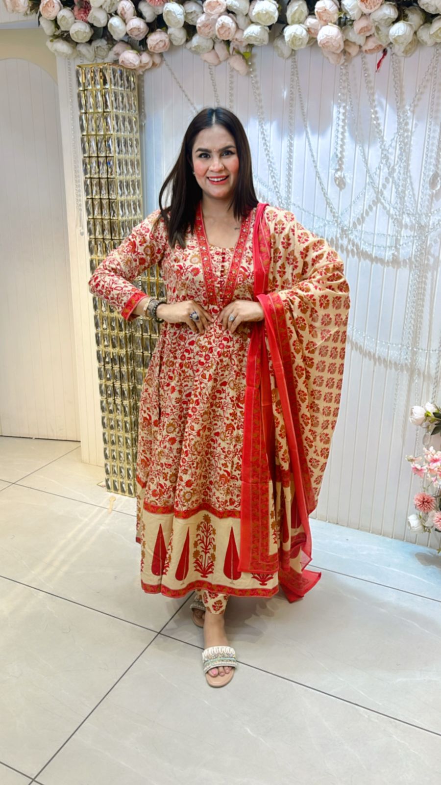 Floral Print Cotton Suit for Summers PC952