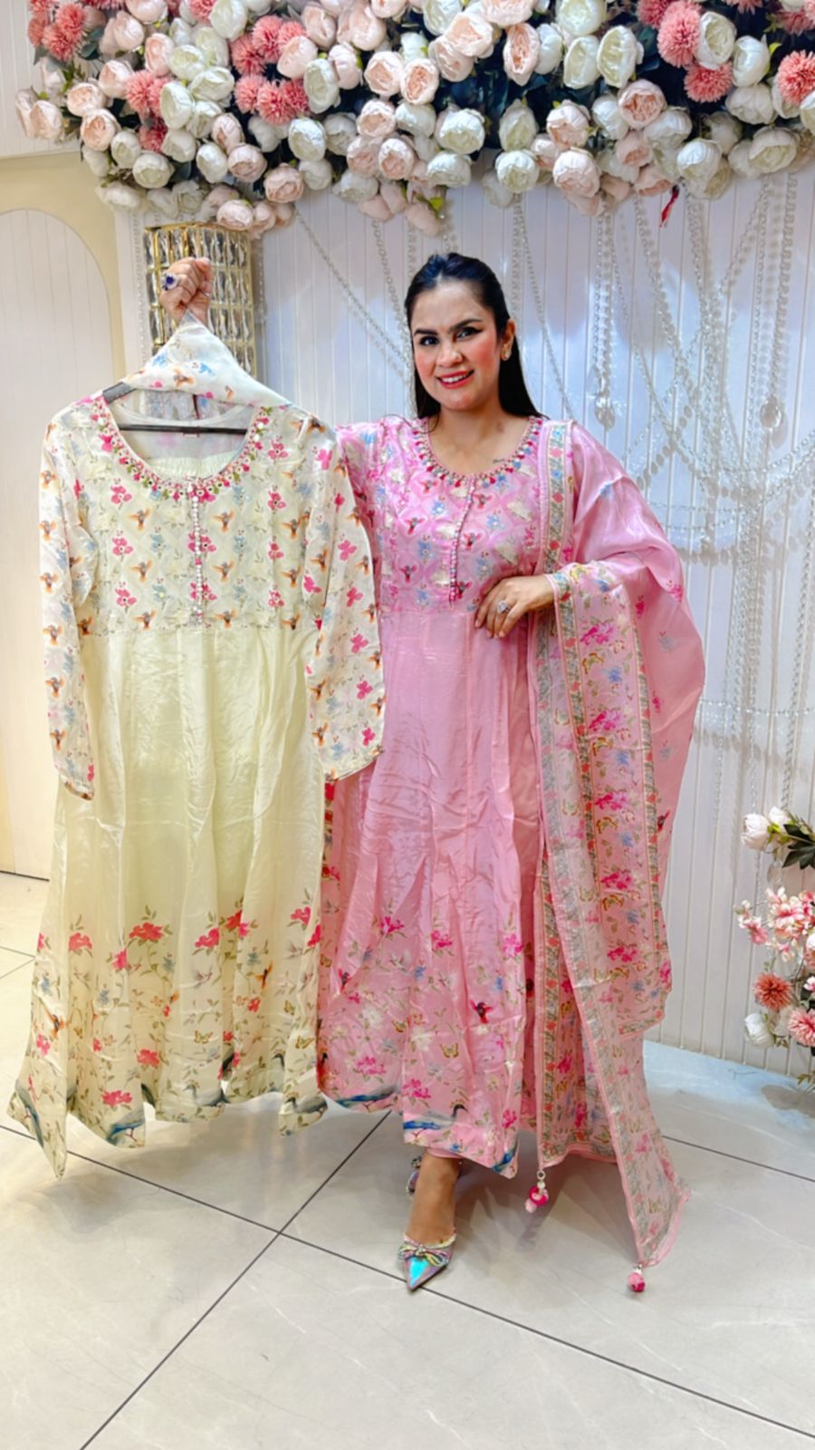 Floral Print Suit With Floral Dupatta PC956