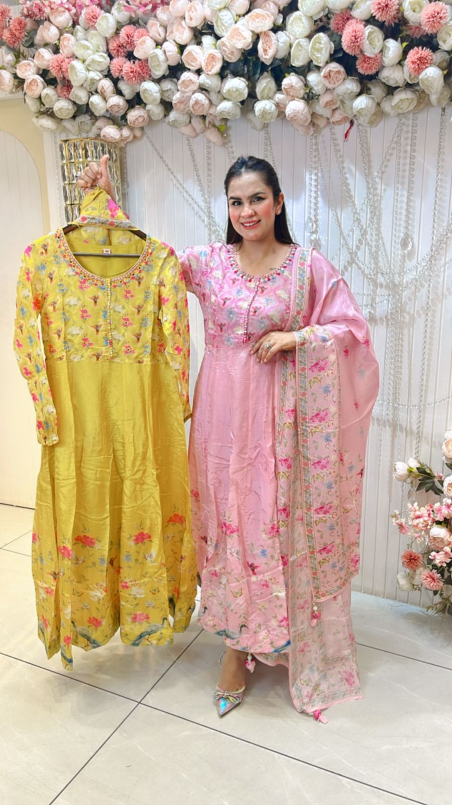 Floral Print Suit With Floral Dupatta PC956