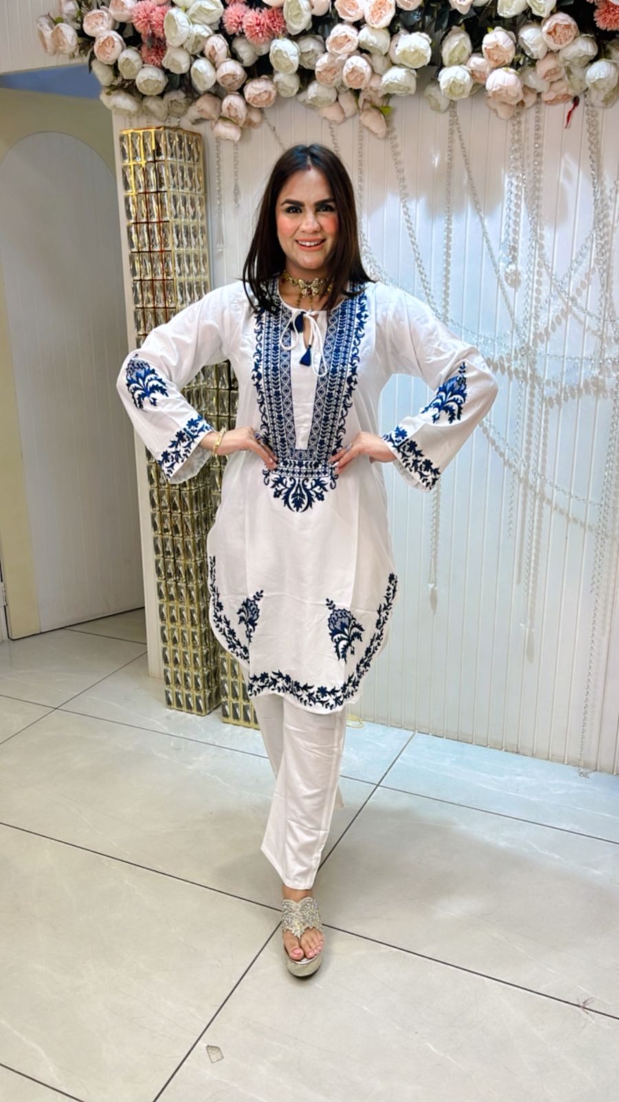 Gorgeous Floral Embroidery Co-Ord Set PC1090