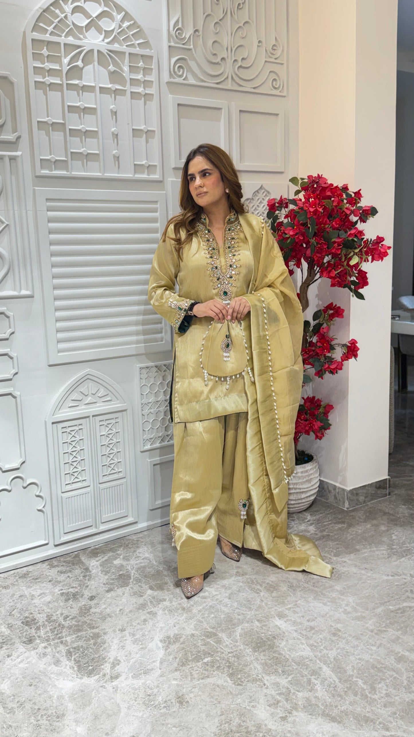 Elegant Suit With hand Work On Dupatta and shirt PC3284