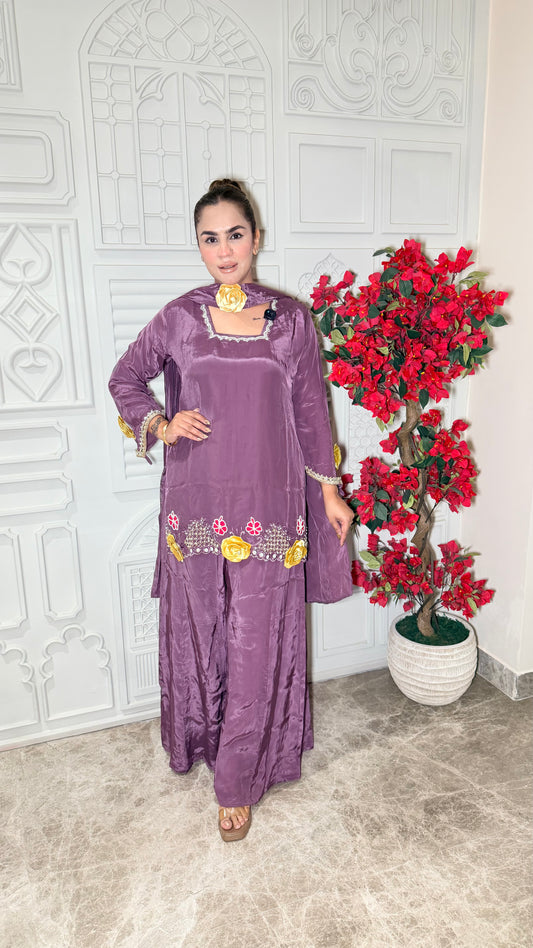 Beautiful Purple silk kurta and palazzo set PC33101