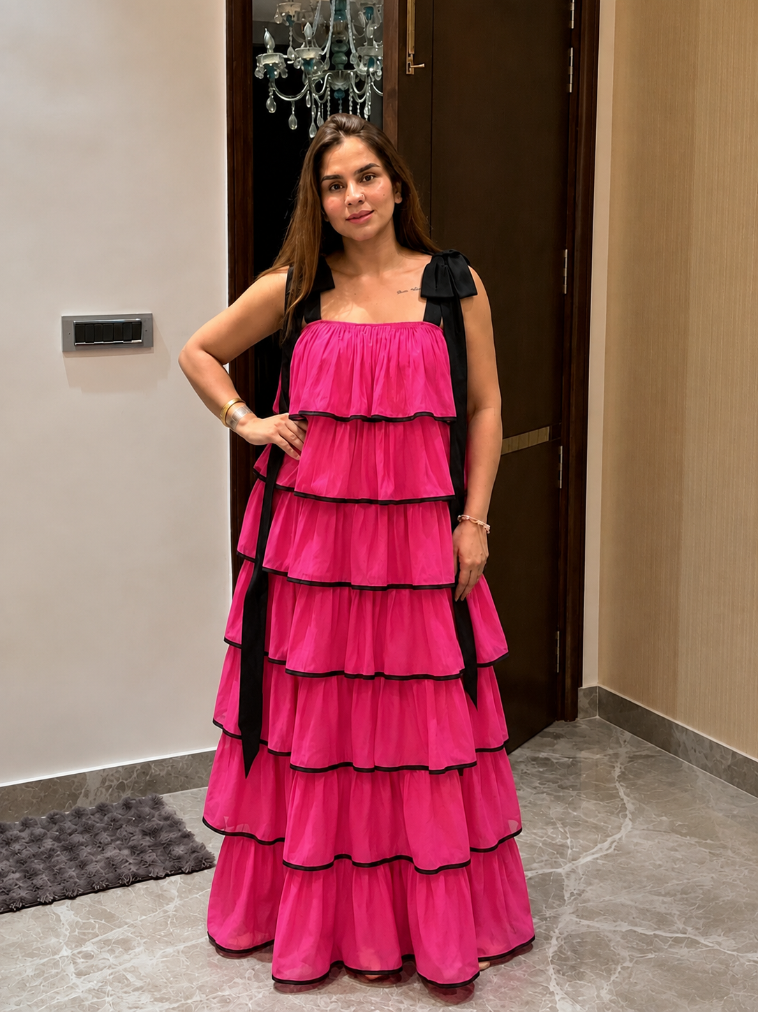 Elegant tiered Long dress PC3459