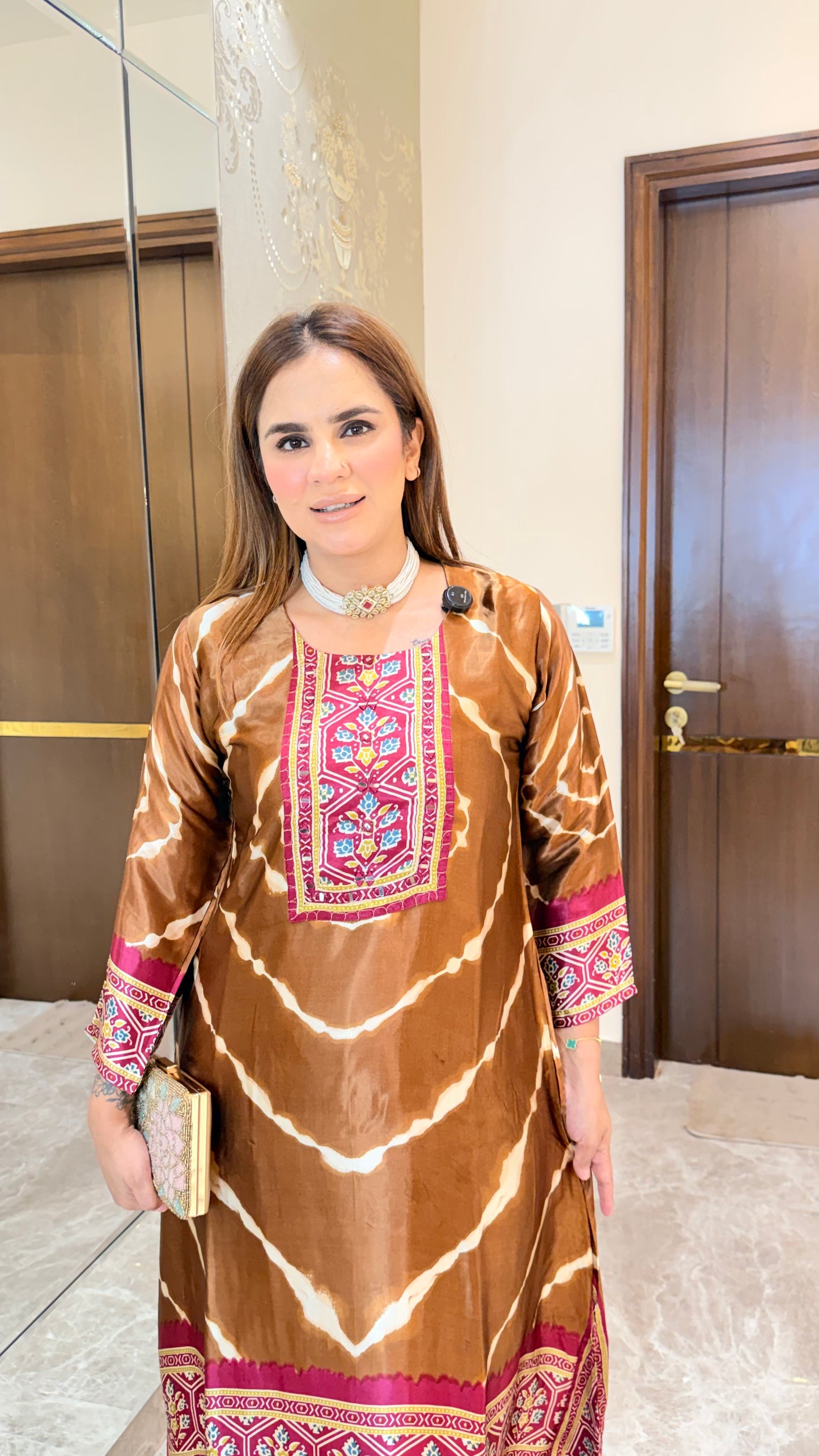 Beautiful brown silk blend ethnic suit set PC3516