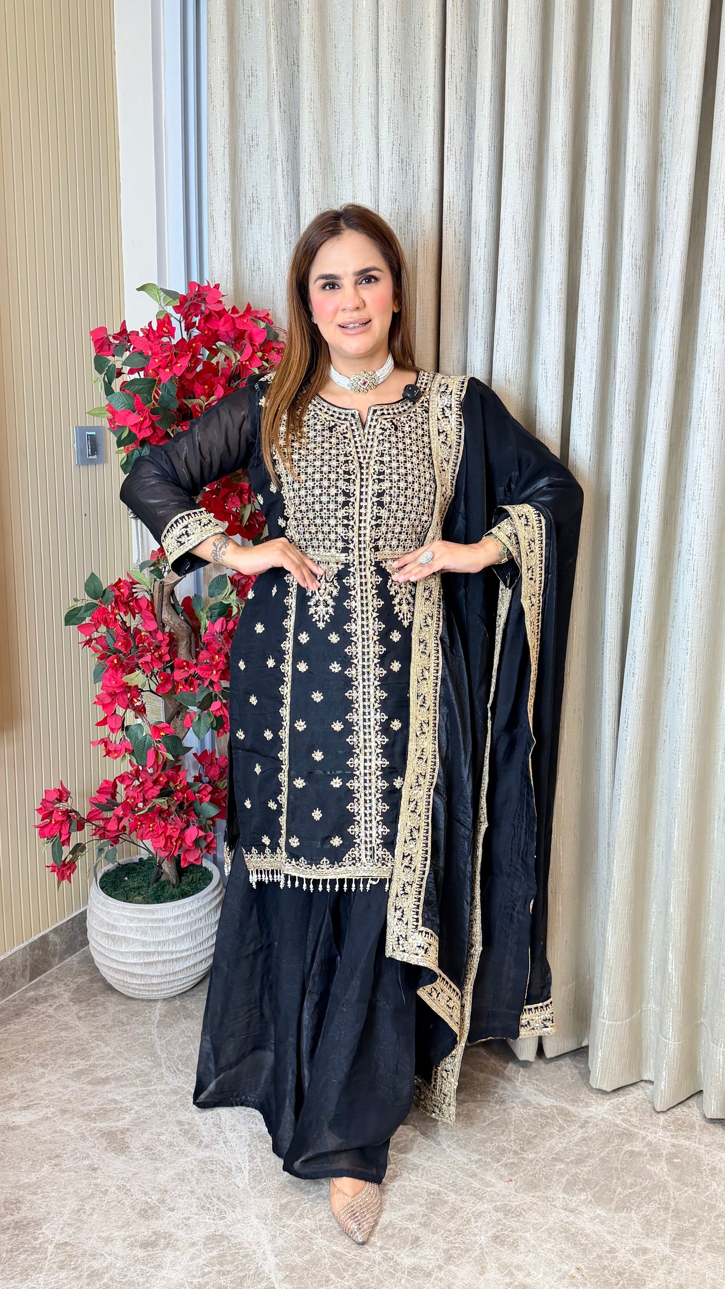 Beautidul chinon silk ethnic sharara setc PC3518