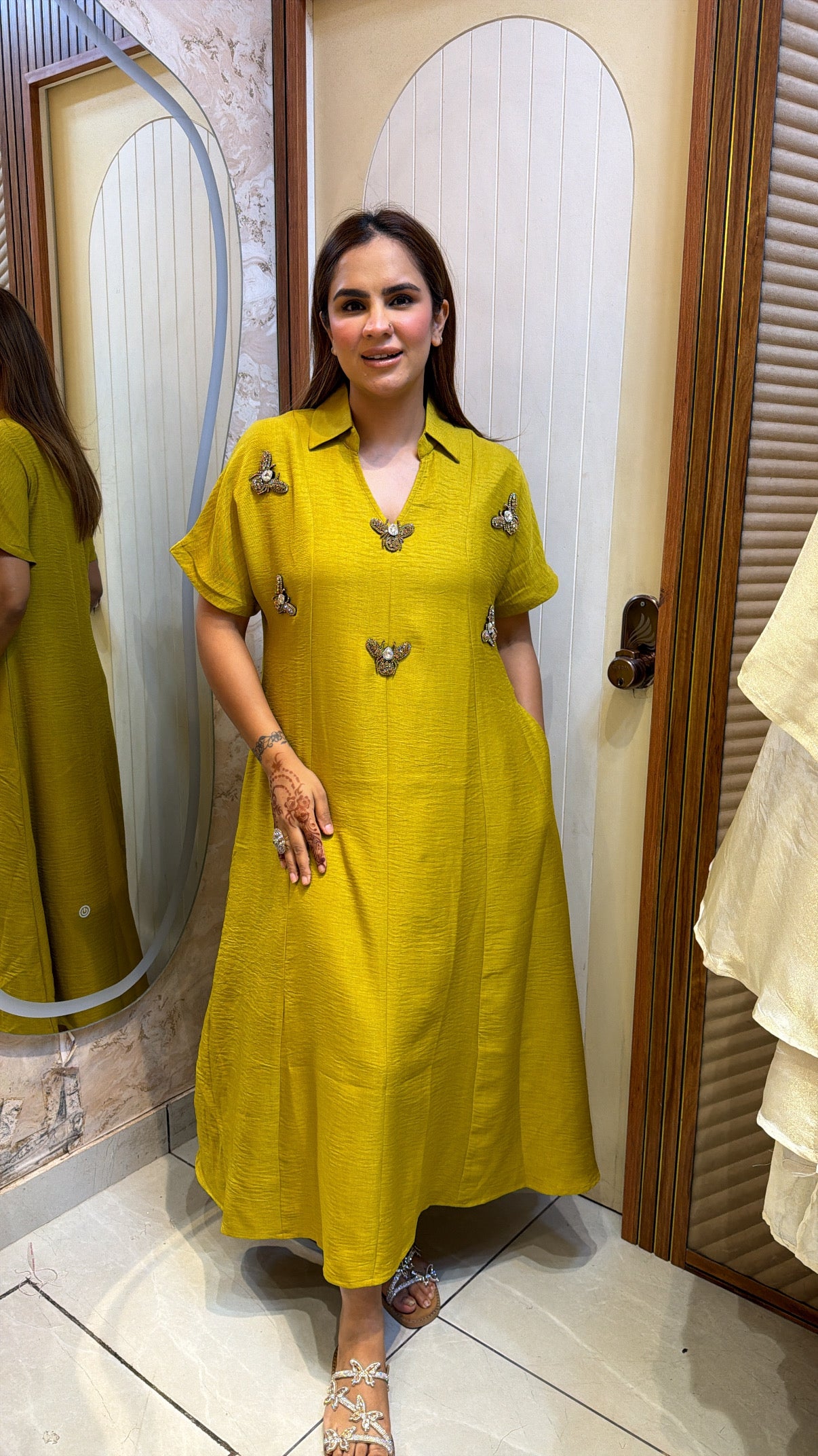 Elegant shirt-style midi dress PC3521