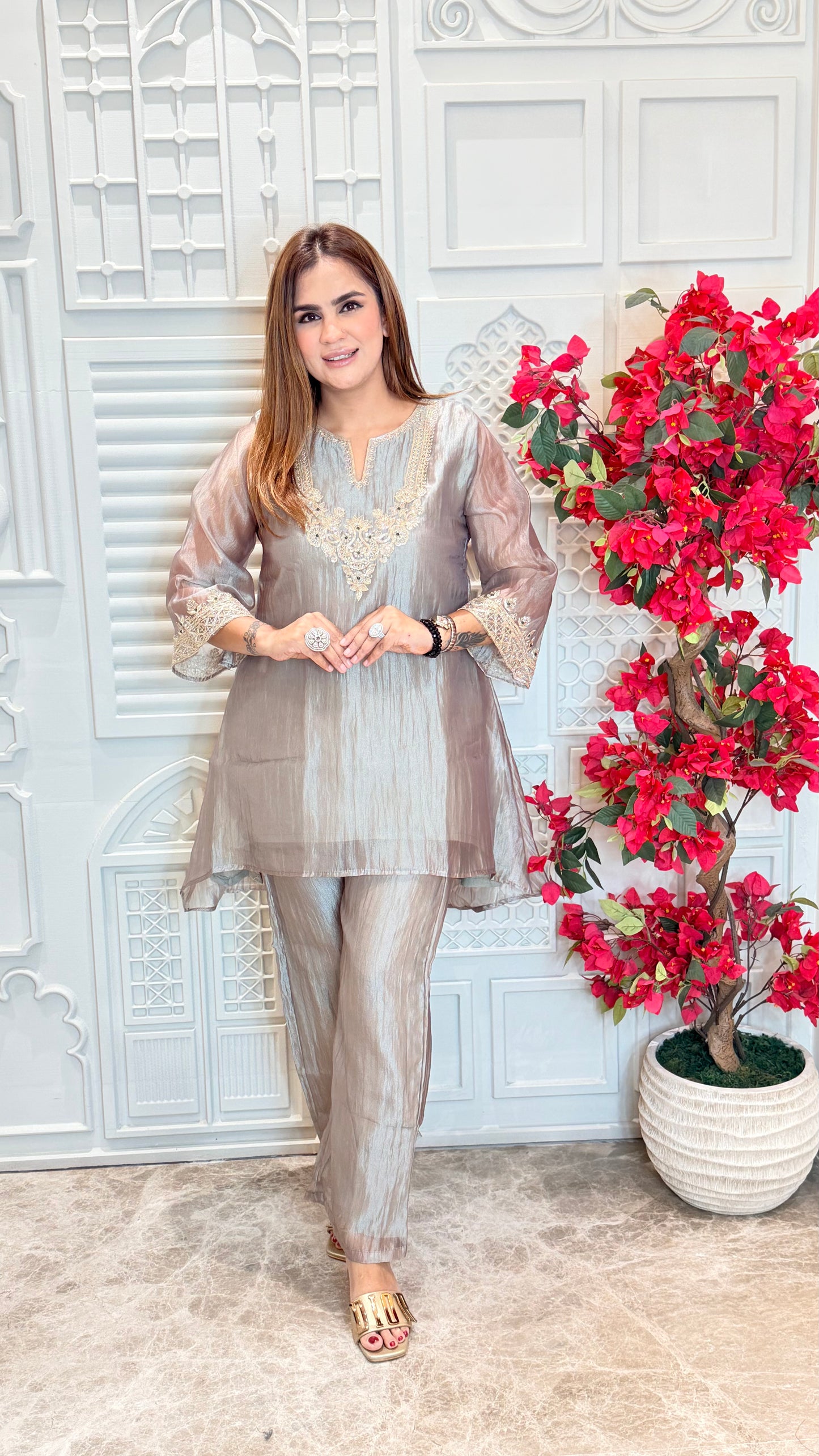 beautiful shimmering crush tissue co-ord set PC3576