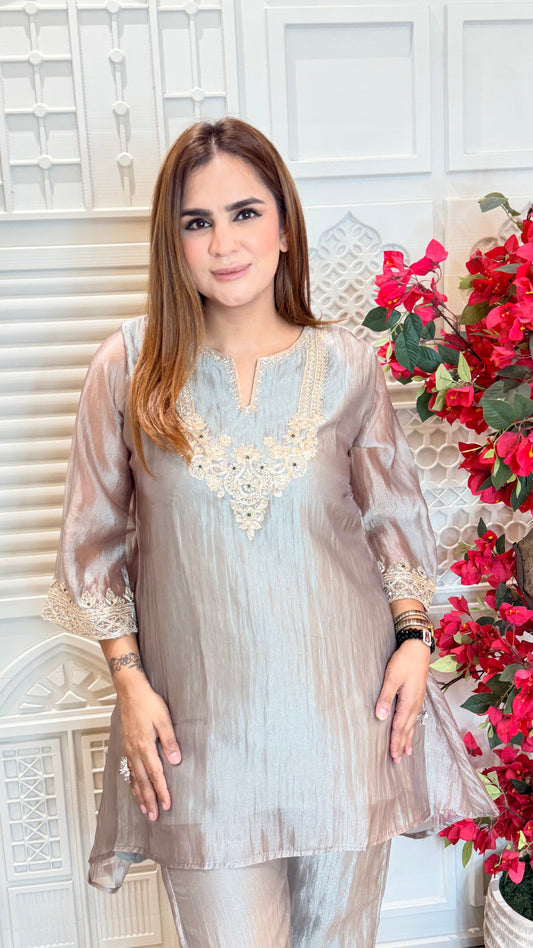 beautiful shimmering crush tissue co-ord set PC3576