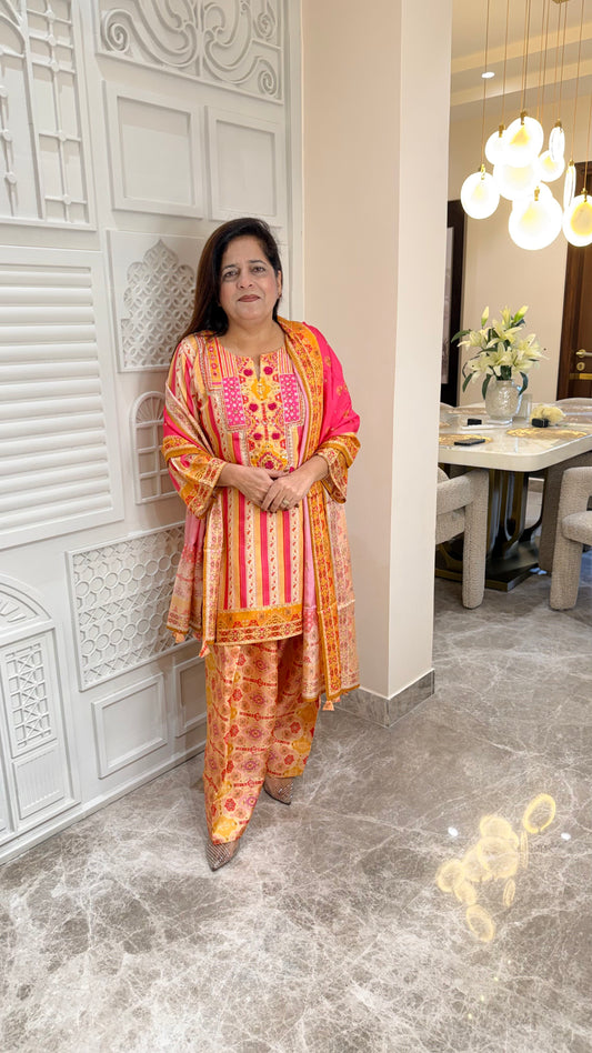 Elegant printed three-piece ethnic suit set PC3709