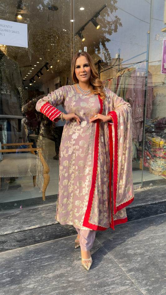 Elegant mauve-colored ethnic suit set PC3723