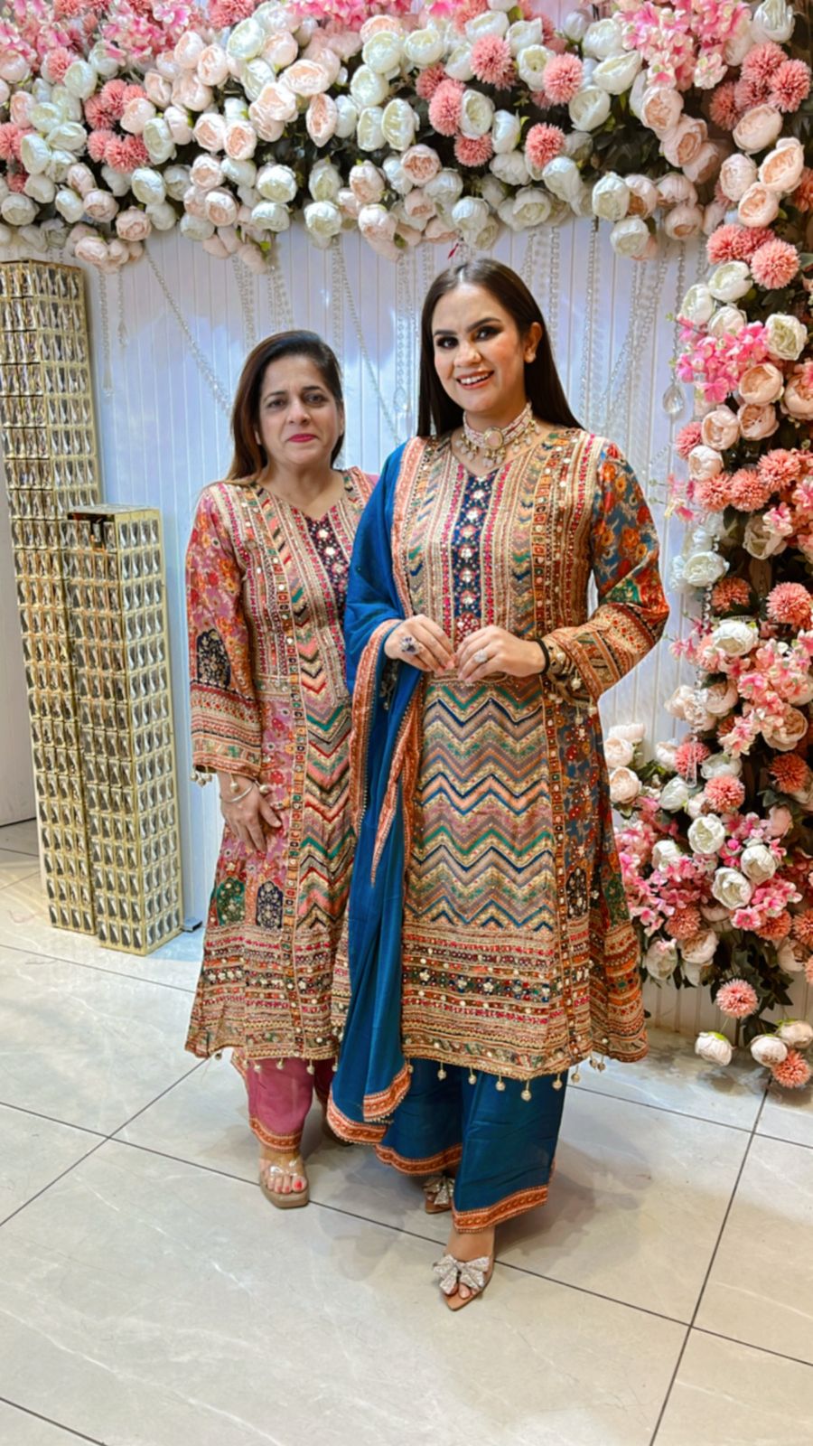Partywear A-Line Embroidered Suit With Dupatta PC728