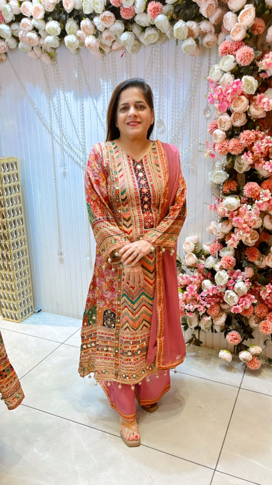 Partywear A-Line Embroidered Suit With Dupatta PC728
