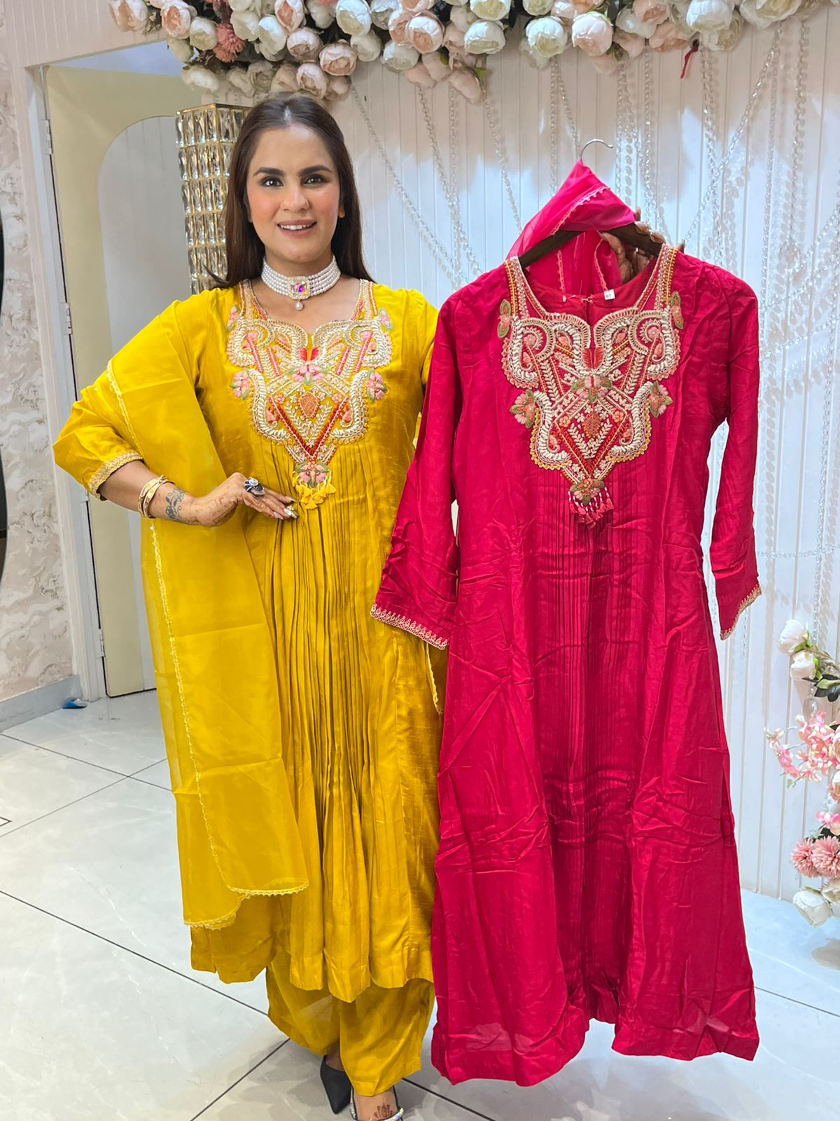 Partywear Suit With Heavy Neck Design PC1442