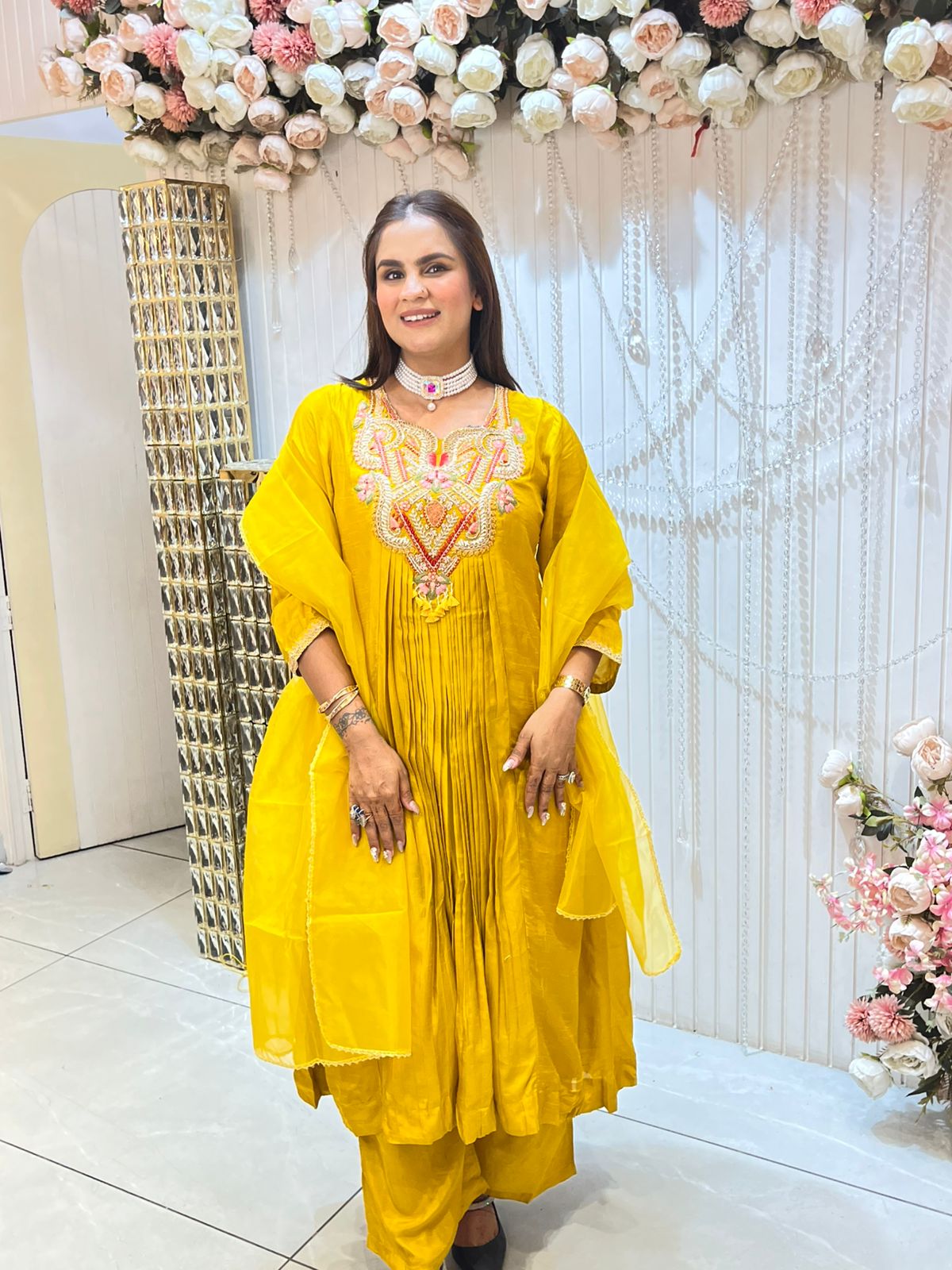 Partywear Suit With Heavy Neck Design PC1442