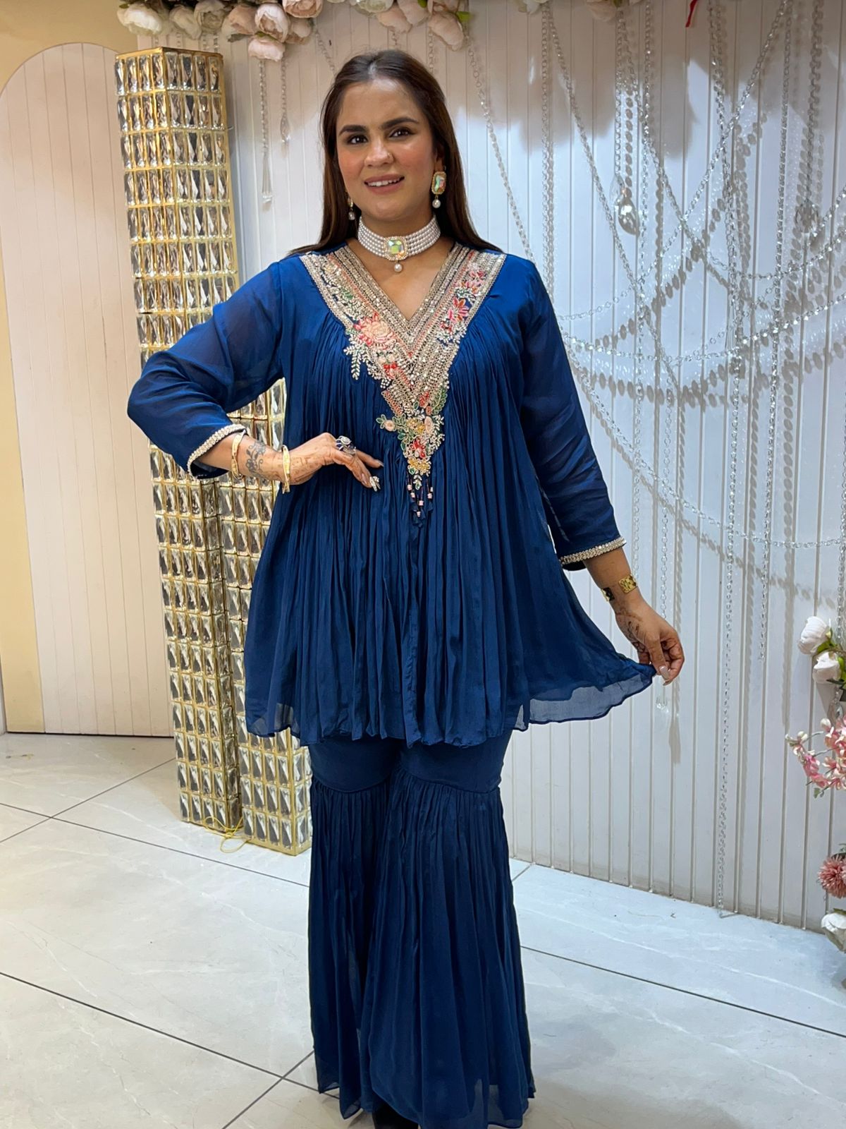 Pleated Cordset With Heavy Neckline PC1444