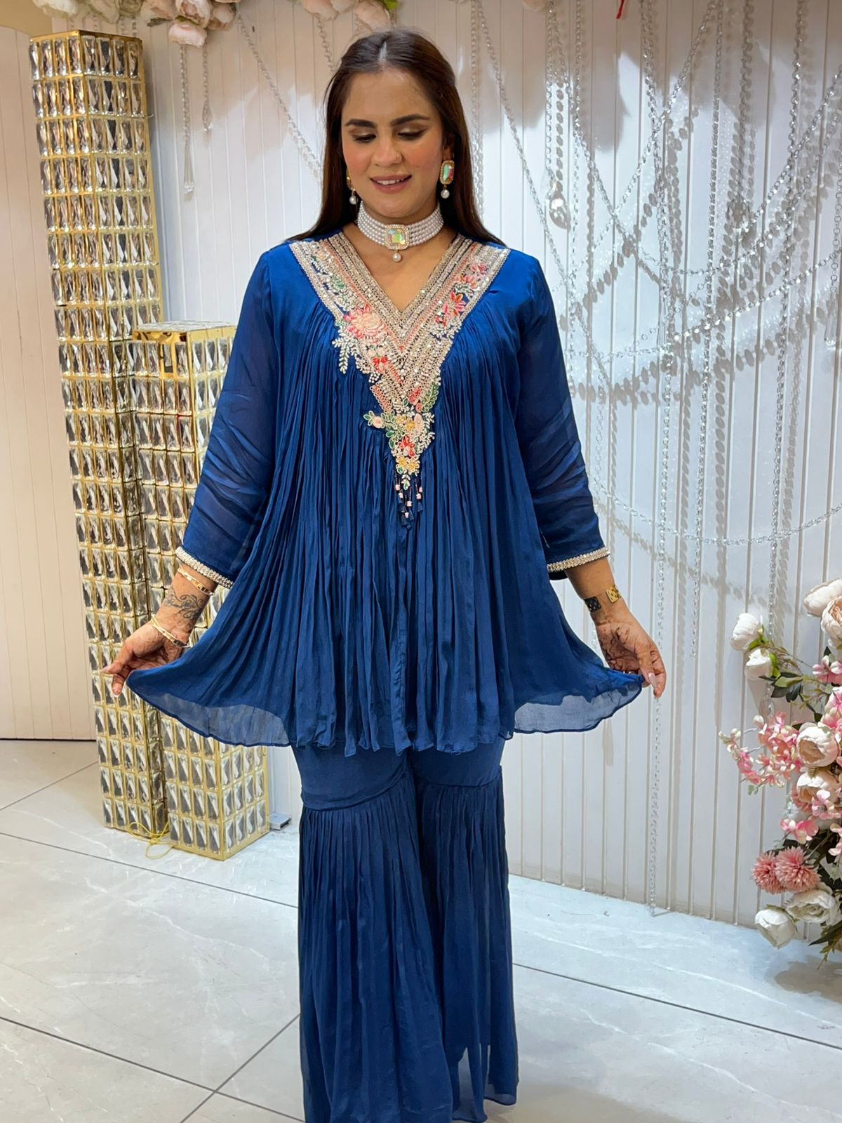 Pleated Cordset With Heavy Neckline PC1444