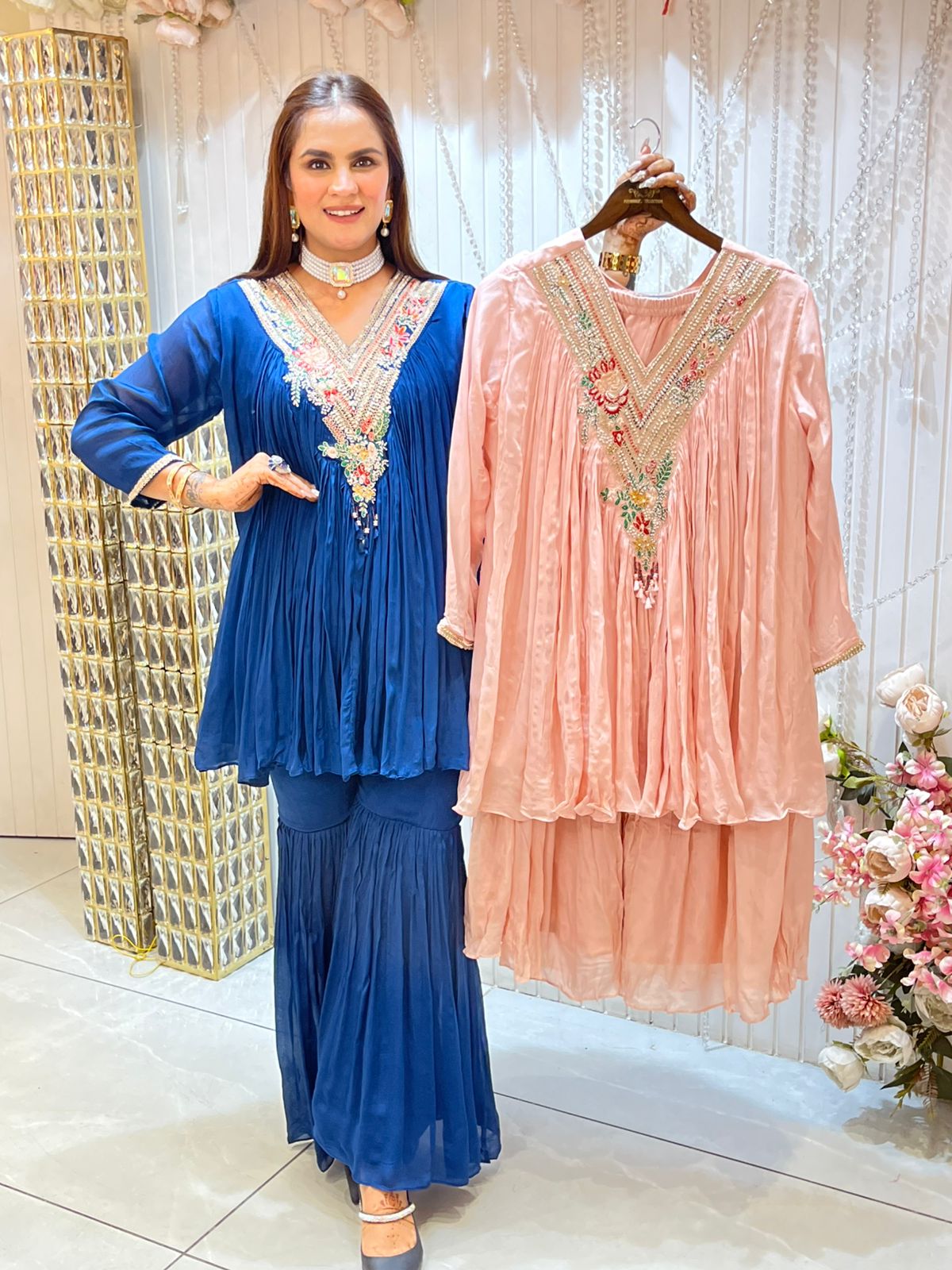 Pleated Cordset With Heavy Neckline PC1444