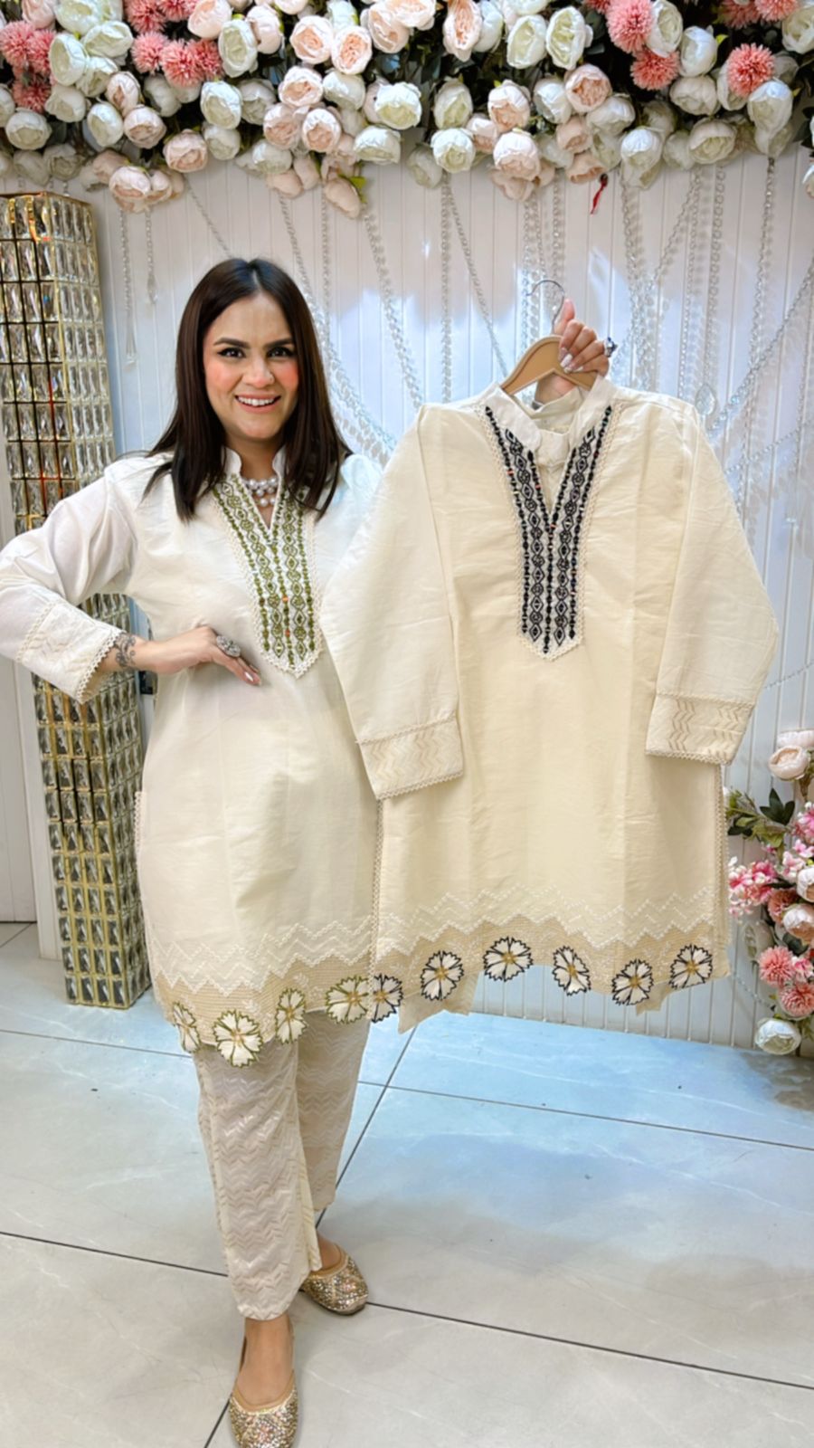 Premium Cotton Cordset With CutWork PC1042