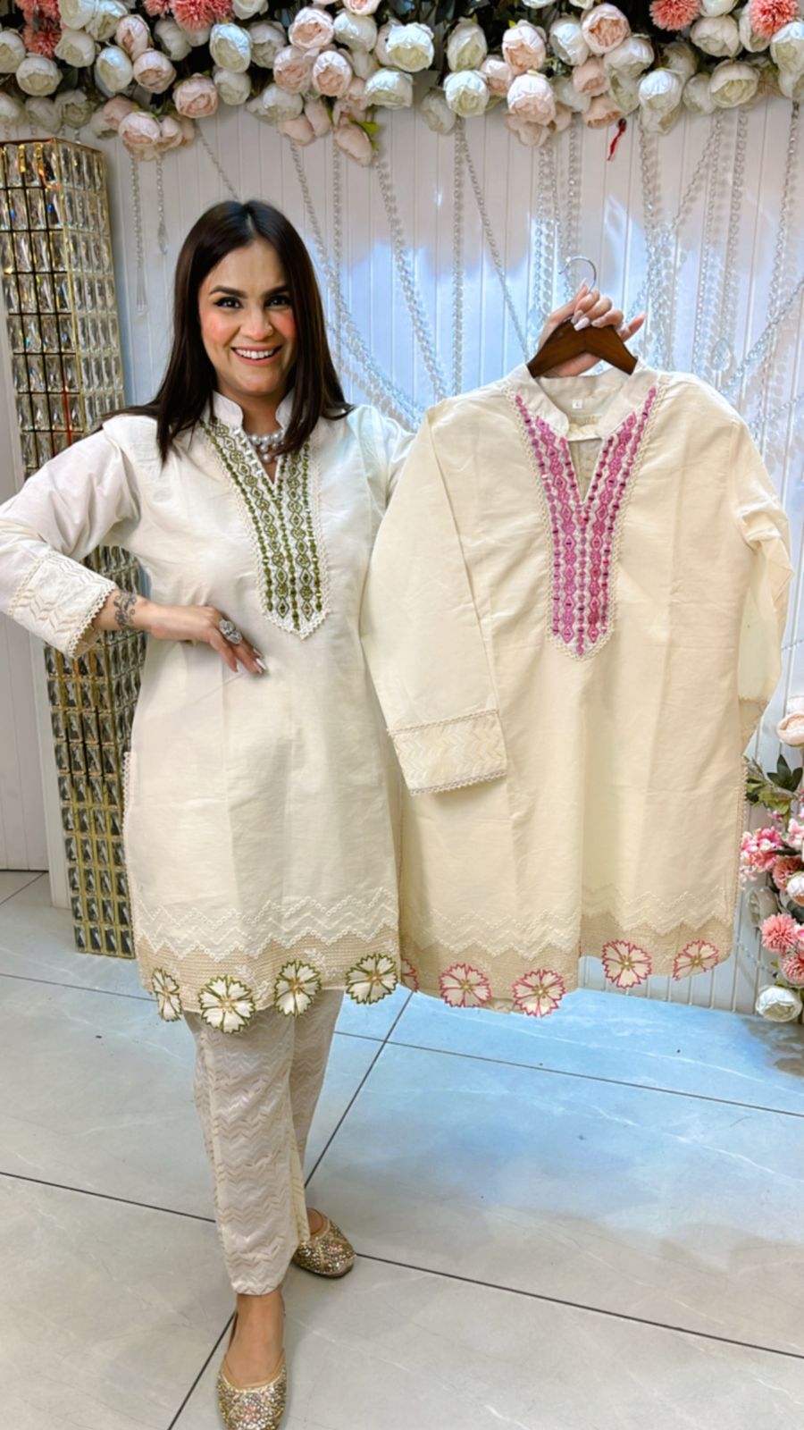 Premium Cotton Cordset With CutWork PC1042