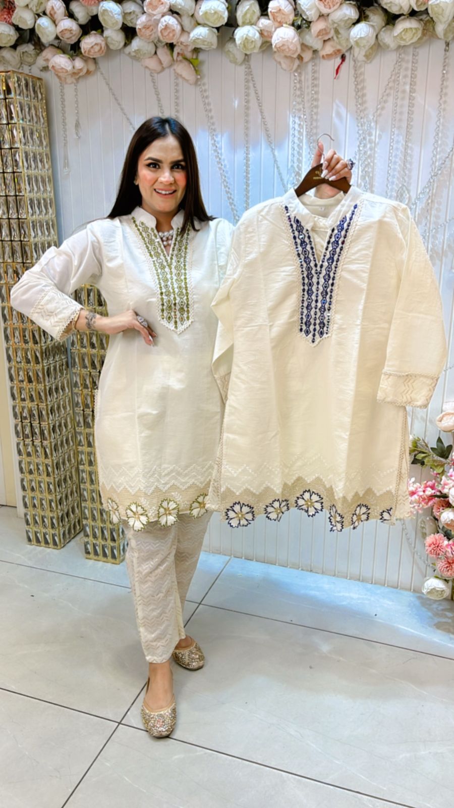Premium Cotton Cordset With CutWork PC1042