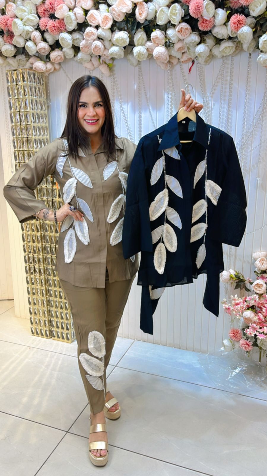 Pretty Cordset WIth Front Leaf Designs PC937