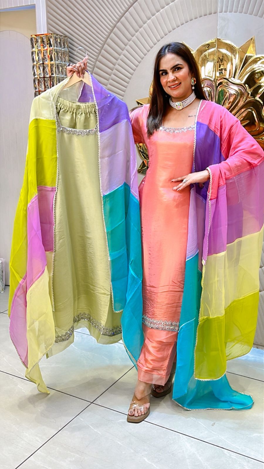 Pretty Suit With Multicolor Dupatta PC1515