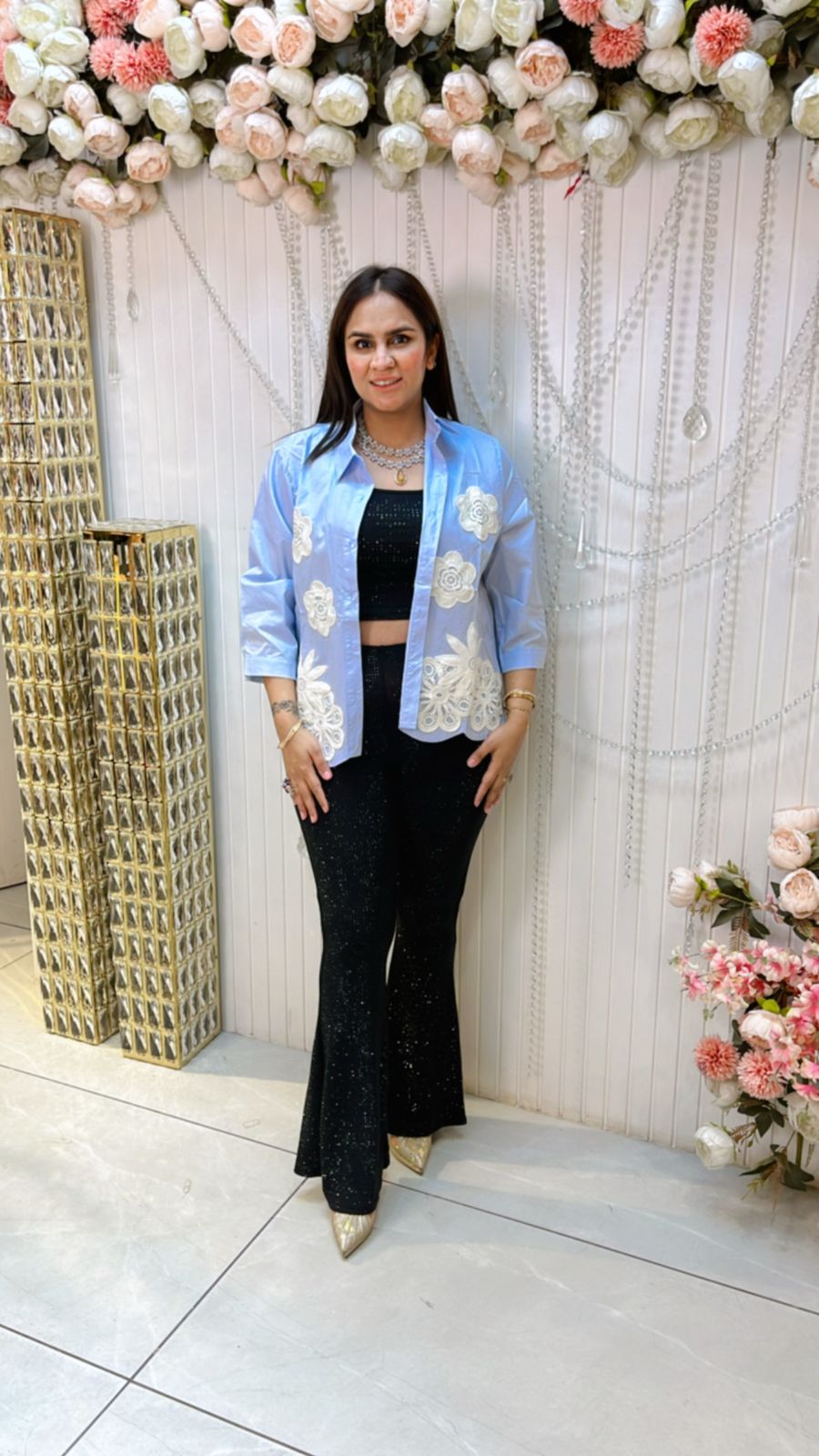 Pretty Top With Flower Embroidery Work PC705