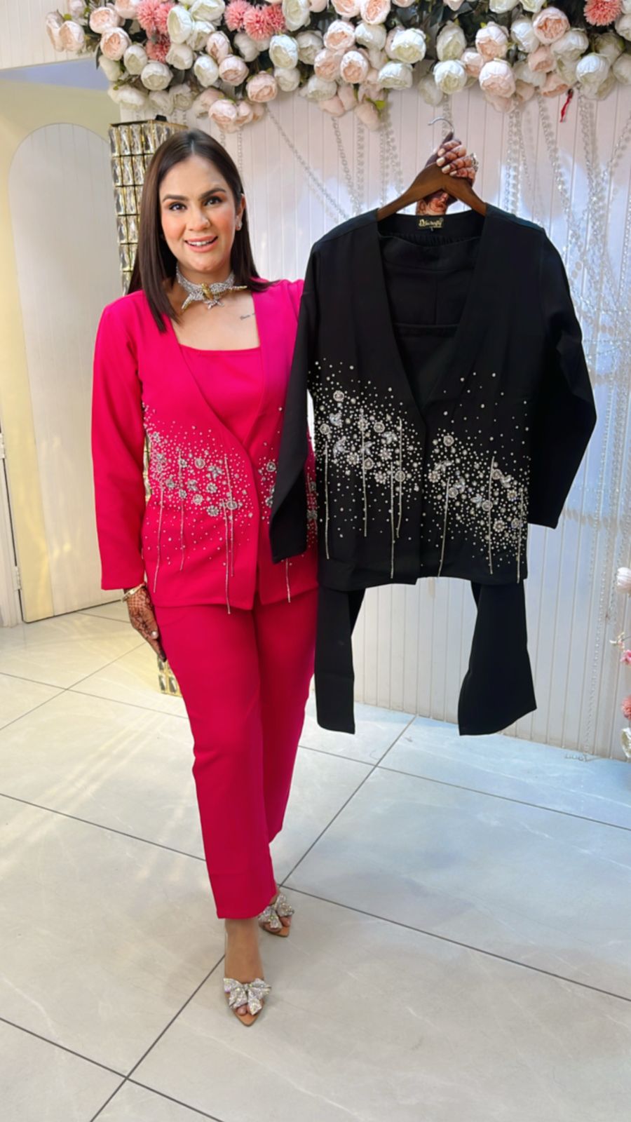 Stunning 3Peice Suit With Stone Work PC821