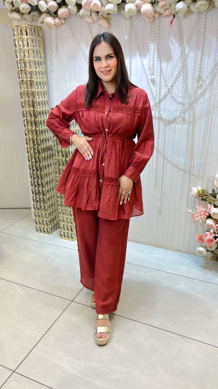 Stunning Co=Ord Set With Lace Work PC1050