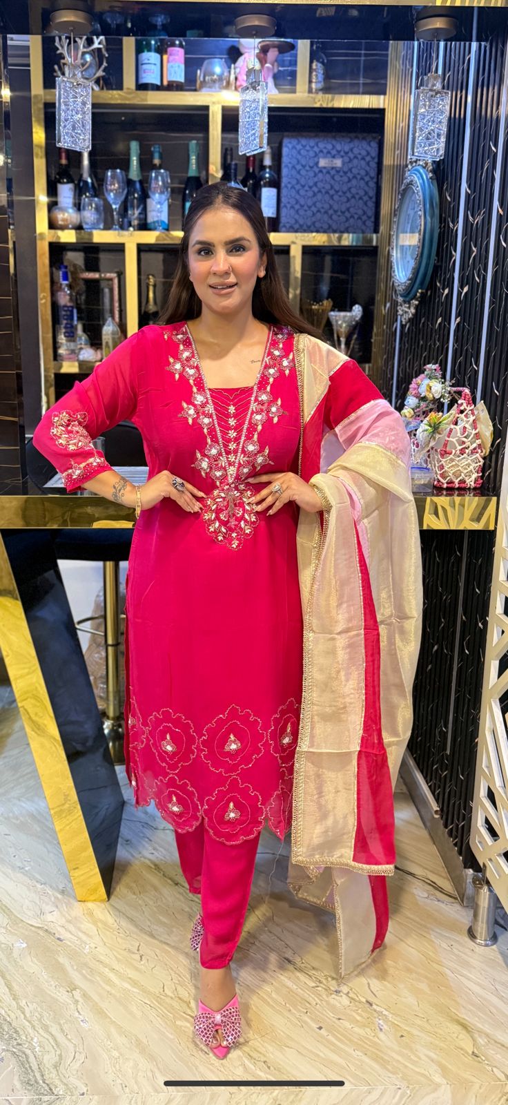 Stunning Suit With Hand Embroidery PC1582