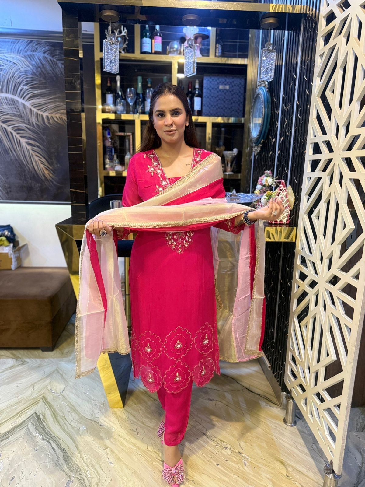Stunning Suit With Hand Embroidery PC1582