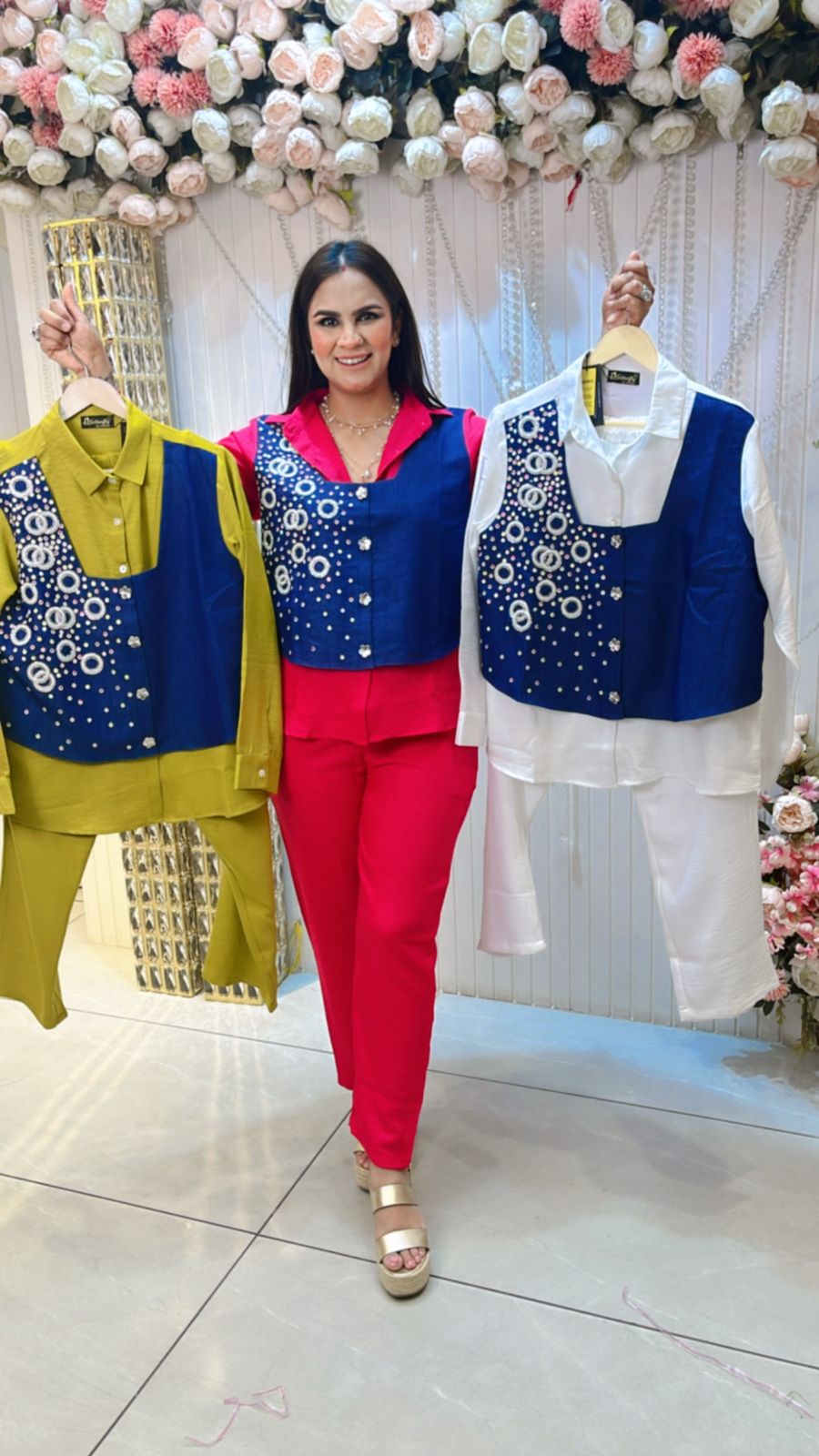 Trendy Cordset With Front Stone Work PC976
