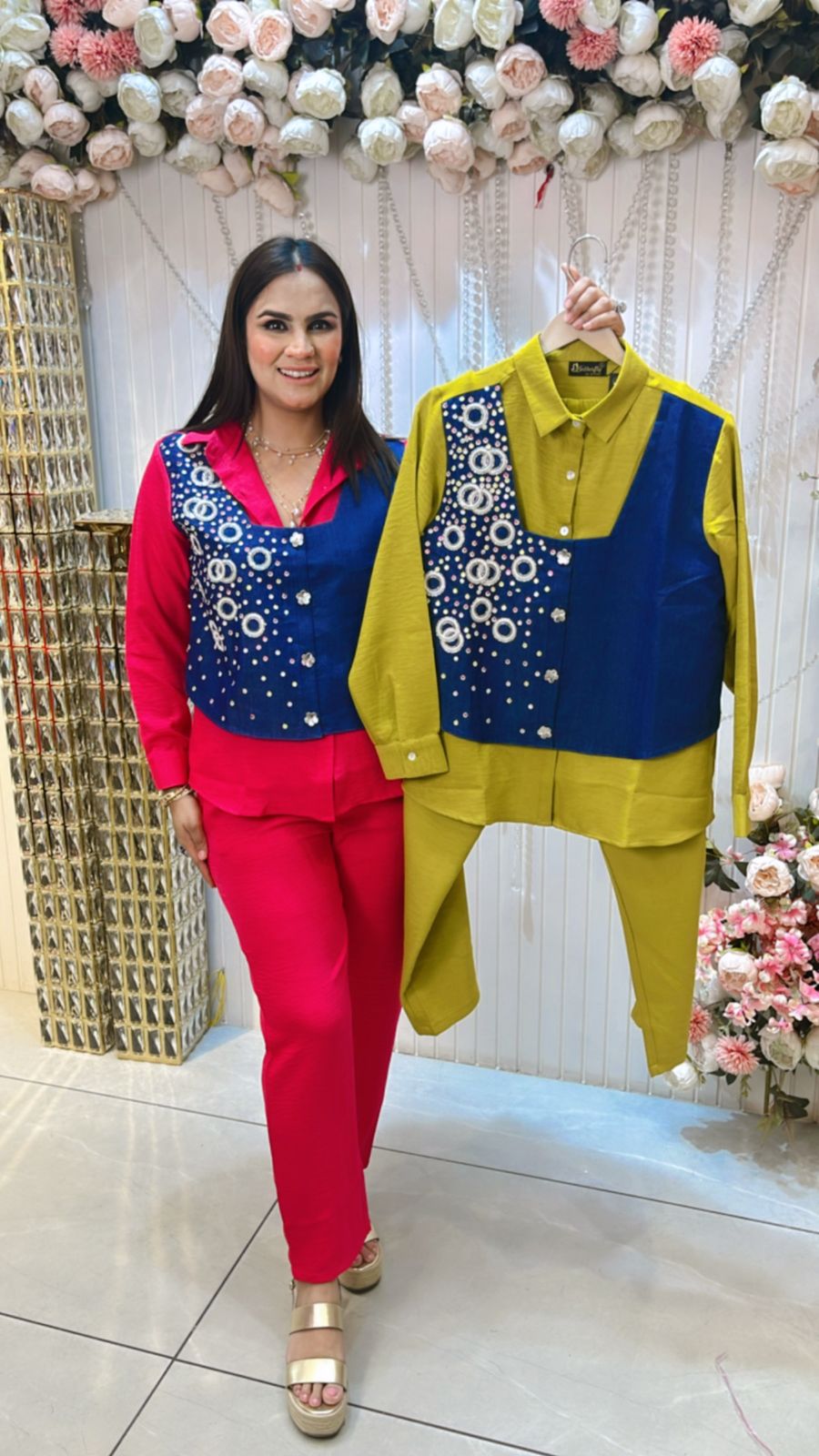Trendy Cordset With Front Stone Work PC976