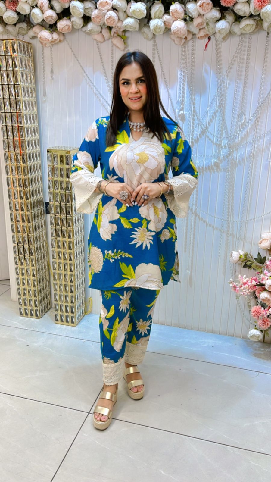 Very Beautiful Cordset With Flower Print PC1046