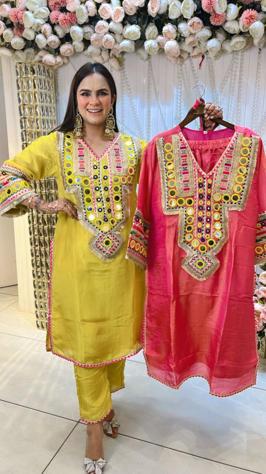 Very Pretty Suit With Mirror Work & Potli PC878