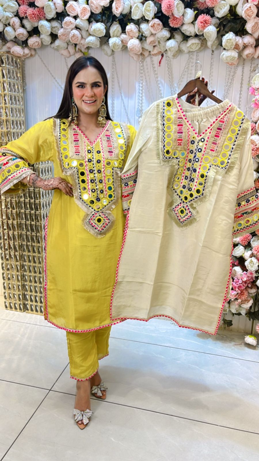 Very Pretty Suit With Mirror Work & Potli PC878