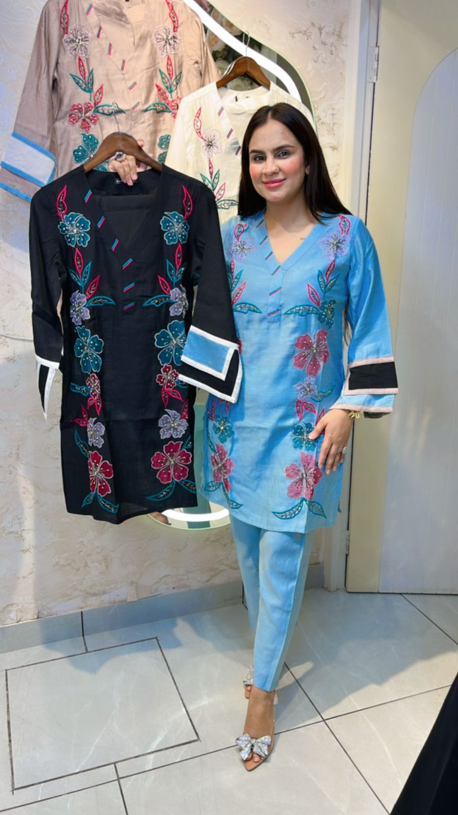 Beautiful Flower Kurti Set PC746