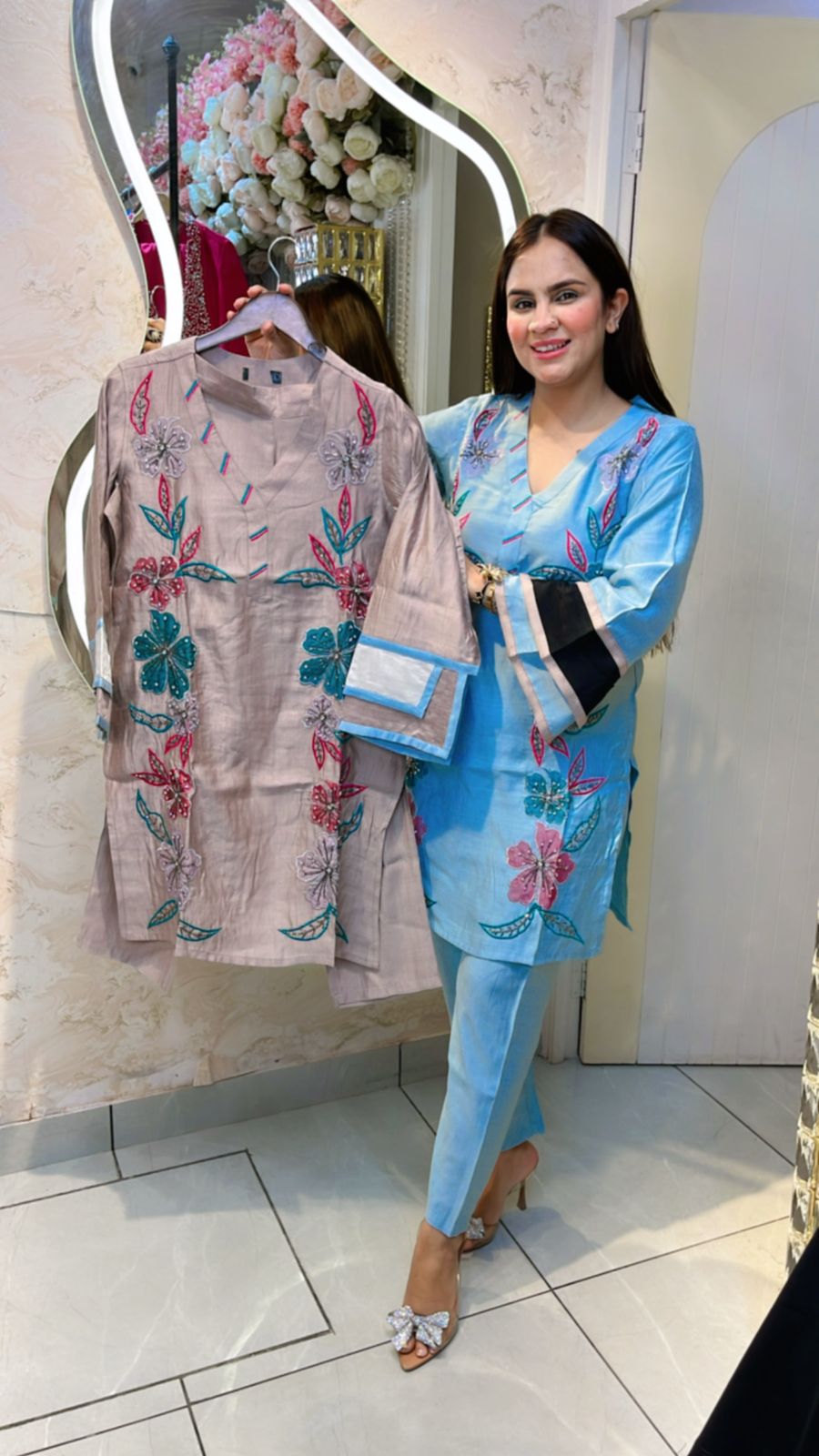 Beautiful Flower Kurti Set PC746