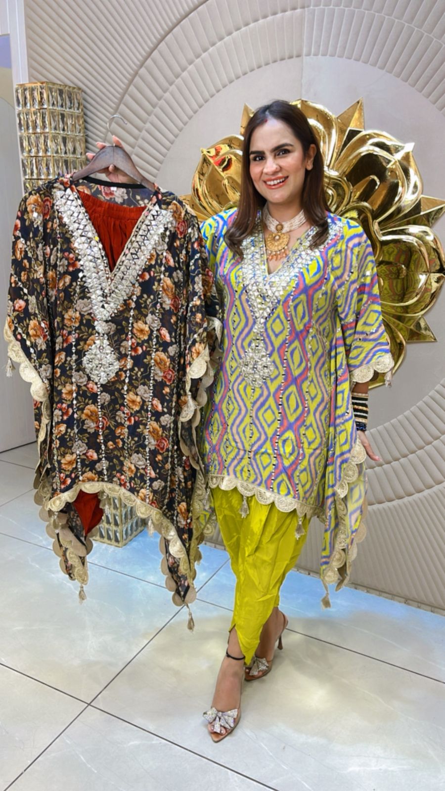 Beautiful Printed Kaftan Set With Tulip Pants PC1556