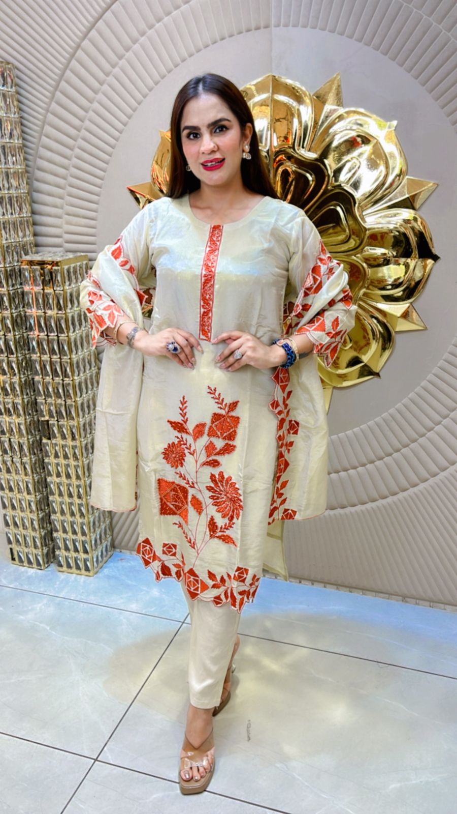 Designer Suit With Embroidery Work PC1563