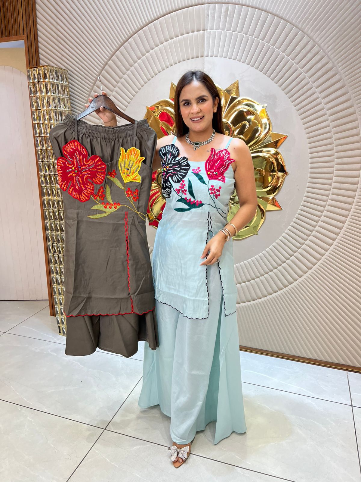 Trendy Cordset With Flower Cut Top PC1590