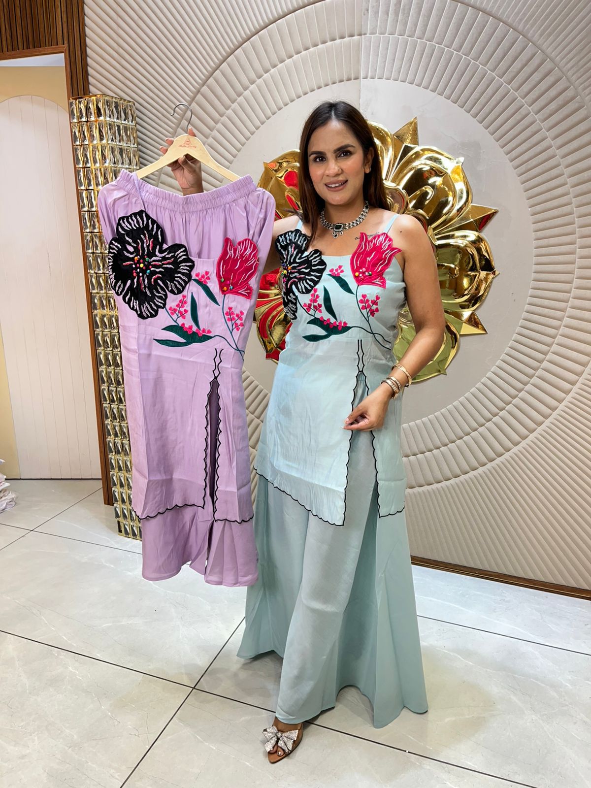 Trendy Cordset With Flower Cut Top PC1590