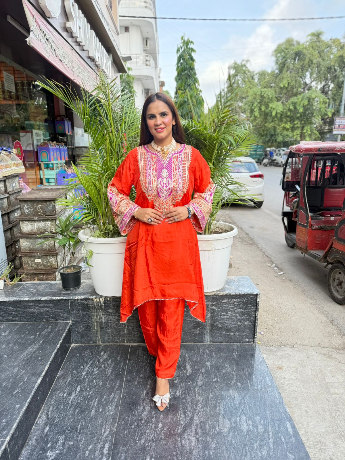 Beautiful Suit With Heavy Neck Work PC1595