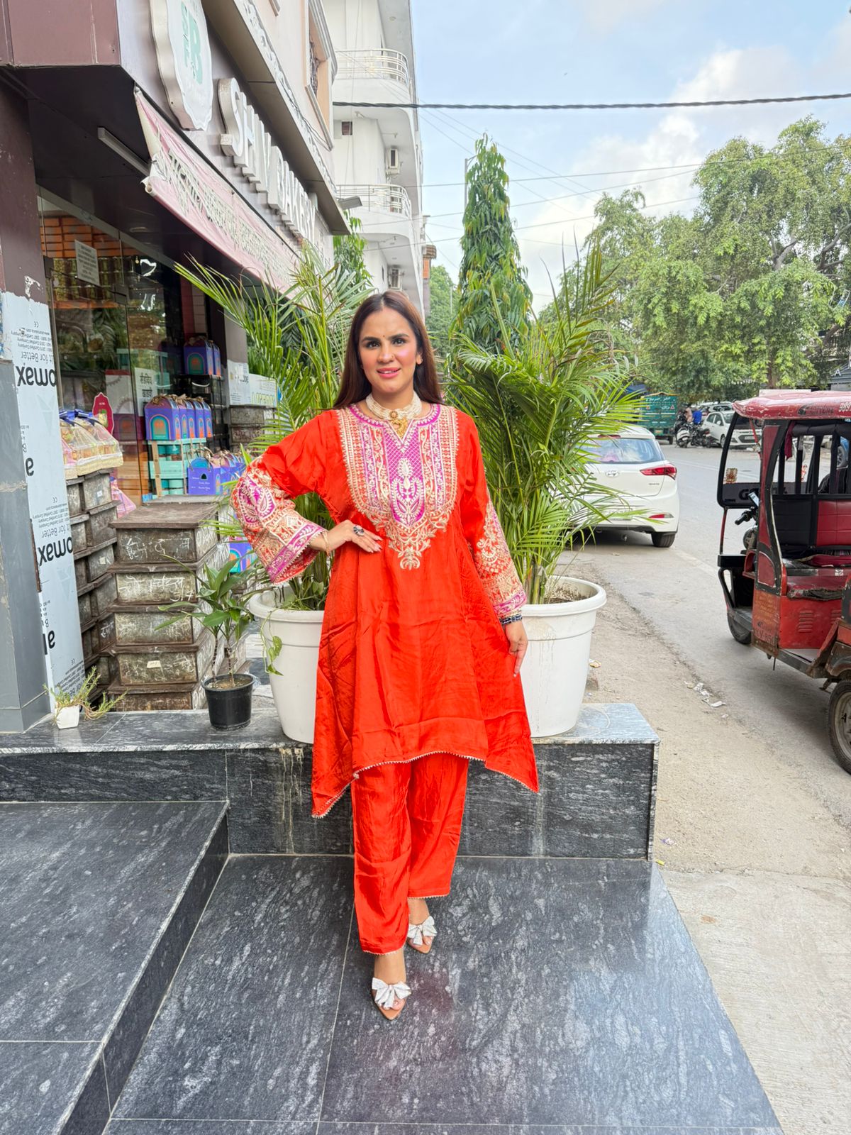Beautiful Suit With Heavy Neck Work PC1595