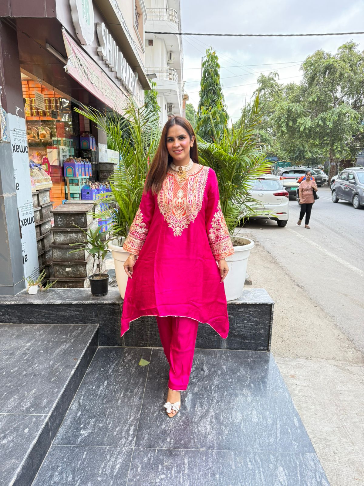 Beautiful Suit With Heavy Neck Work PC1595