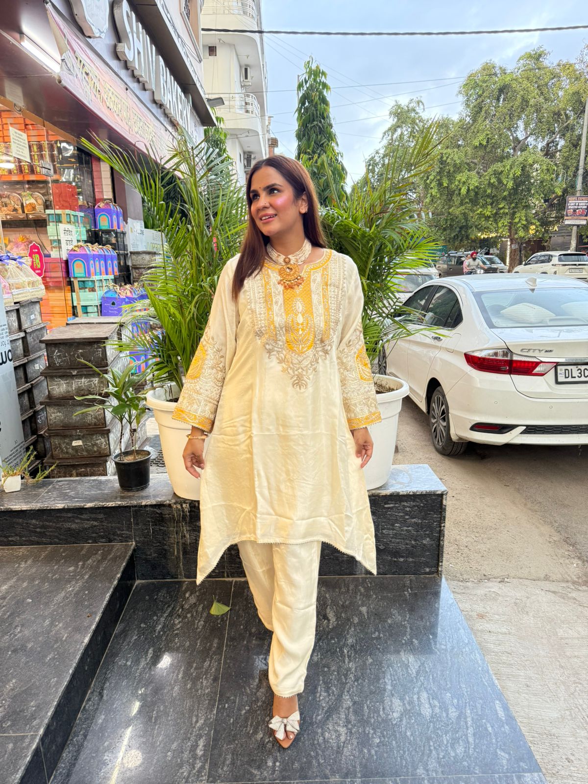 Beautiful Suit With Heavy Neck Work PC1595