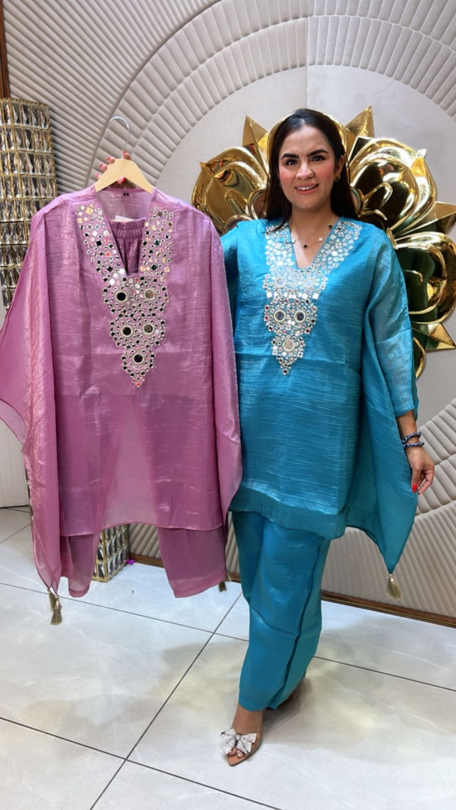 Kaaftan Style Cordset With Mirror Work on Neck PC1643